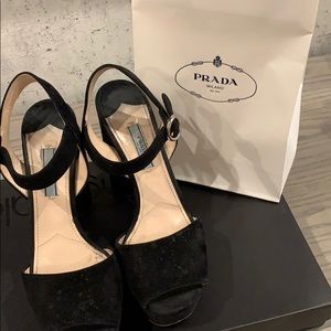 Prada open toe black heels! Size: 37.5